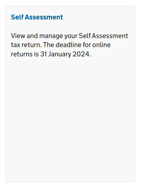 A screenshot showing you how to view your self-assessment options.
